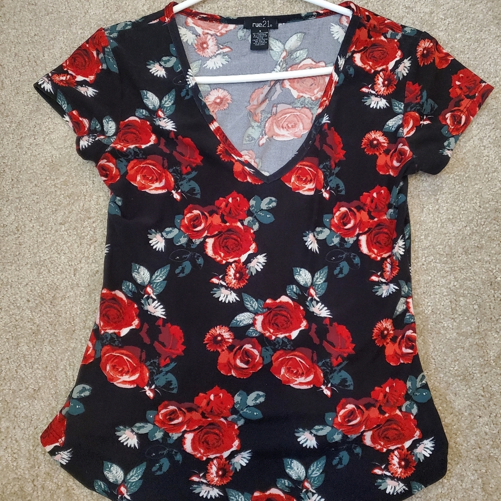 Floral V-Neck T-Shirt